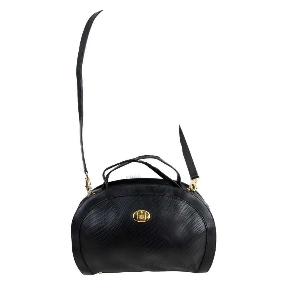 AUTHENTIC Mark Cross ITALY BLACK GENUINE LEATHER SHOULDER BAG X-BODY HANDBAG